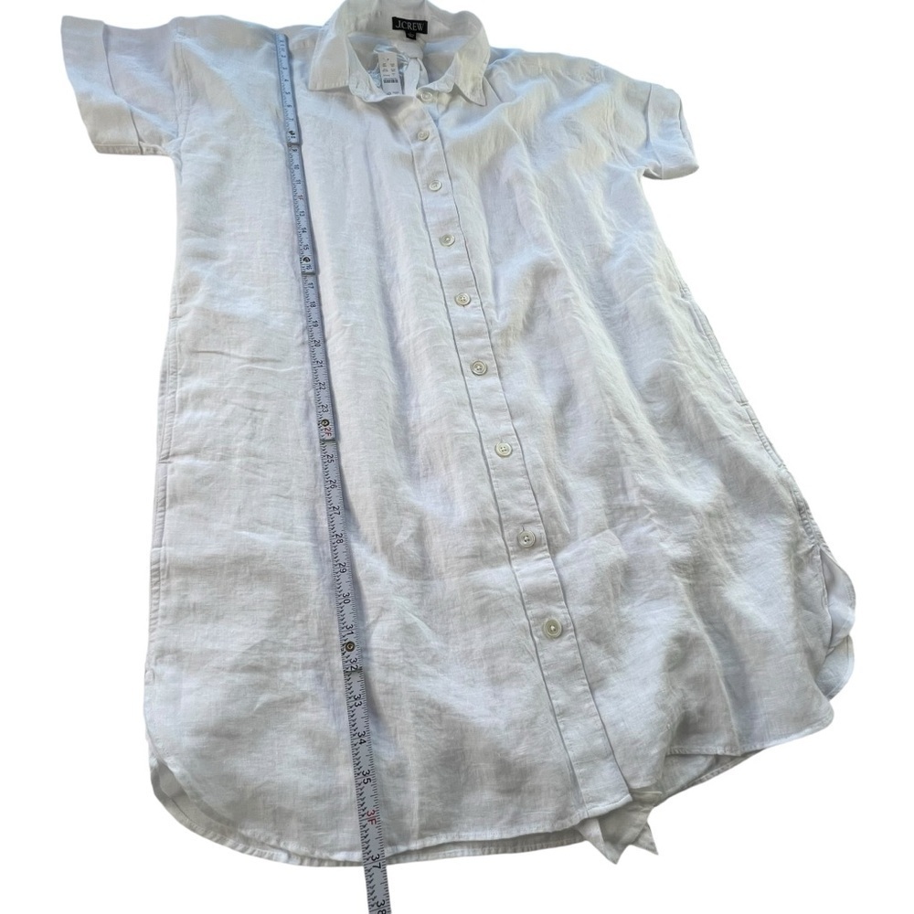 J.Crew Capitaine Shirtdress in Linen in White Color Size Large - Picture 9 of 14